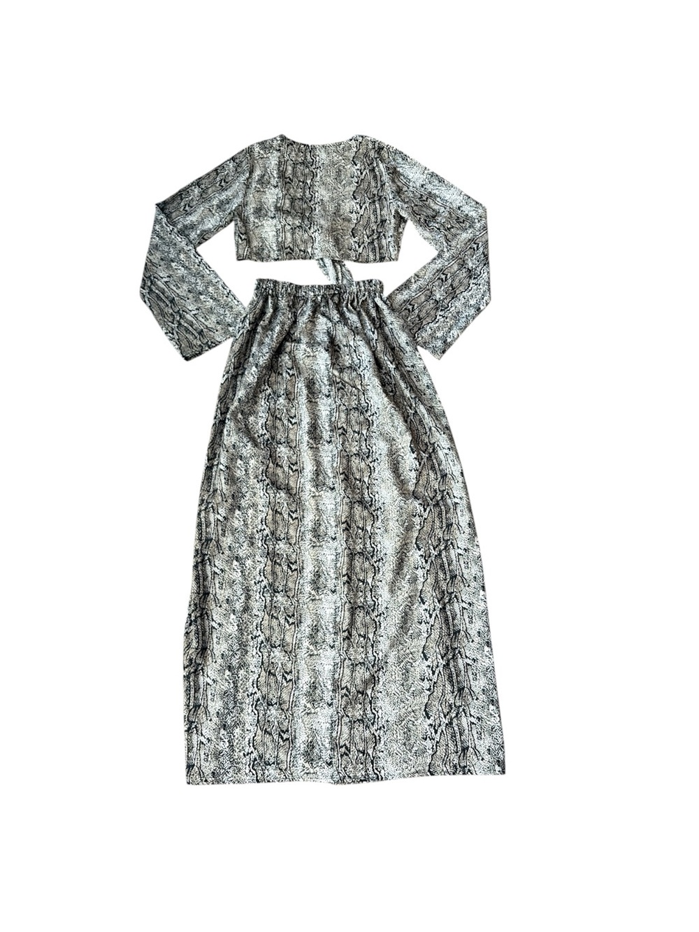 Nasty Gal Black and Cream Snake Print Skirt 2 Piece Set